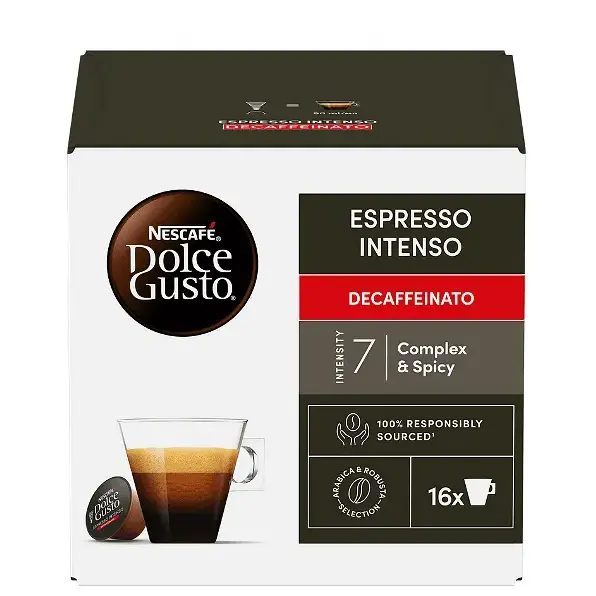Кафе NESCAFÉ Espresso Intenso Decaf БЕЗ КОФЕИН - капсули Dolce Gusto Original 16 бр.