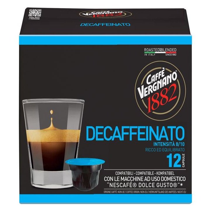 Кафе Vergnano 1882 Decaff БЕЗ КОФЕИН - капсули Dolce Gusto 12 бр.