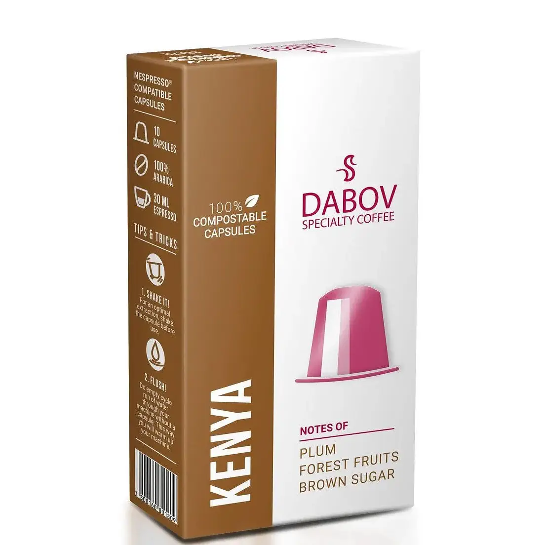 Спешълти кафе DABOV Кения 100% Арабика с плодов вкус - капсули Nespresso 10 бр.