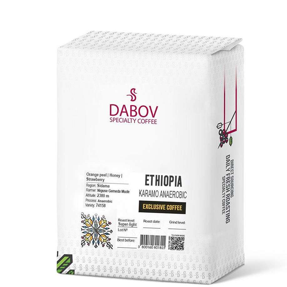 Спешълти кафе DABOV Етиопия Карамо Washed с вкус на шоколад и плодове - на зърна 1 кг.