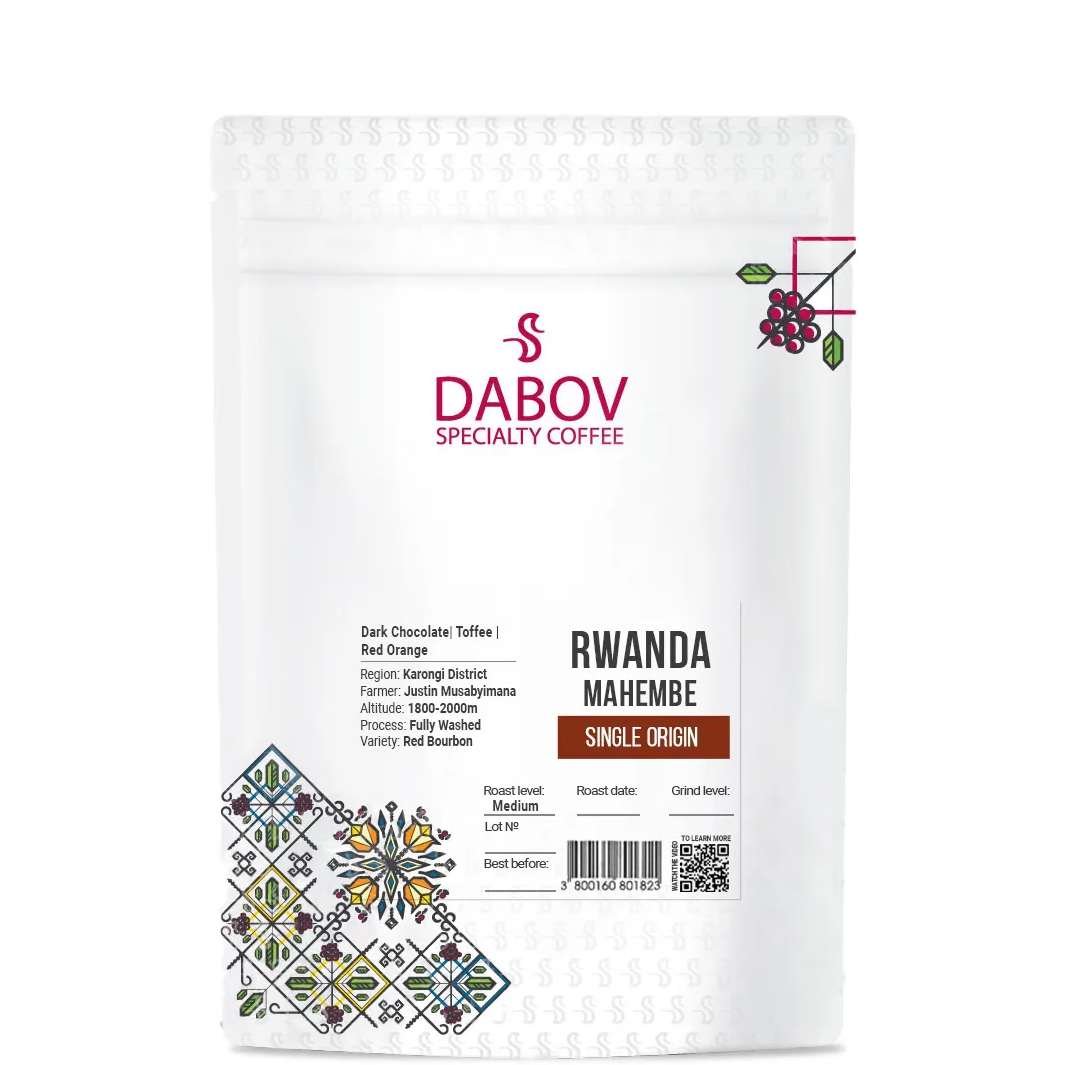 Спешълти кафе DABOV Руанда Махембе с шоколадов вкус - на зърна 1 кг.