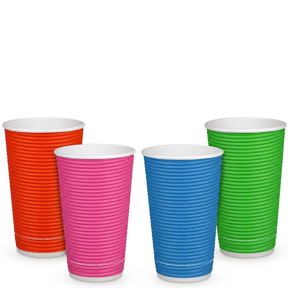 Композитни чаши RAINBOW за топли и за студени напитки - тристенни 400 мл (16 oz) 25 бр.
