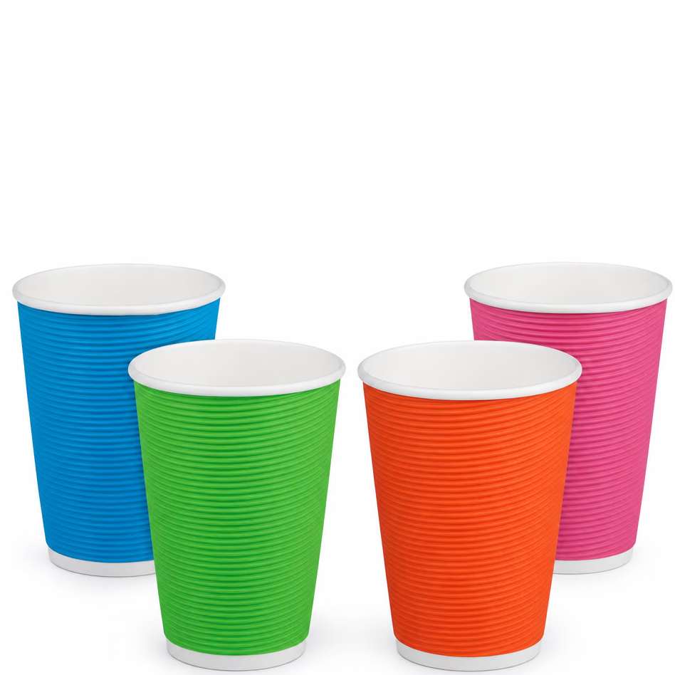 Композитни чаши RAINBOW за топли и за студени напитки - тристенни 350 мл (14 oz) 25 бр.