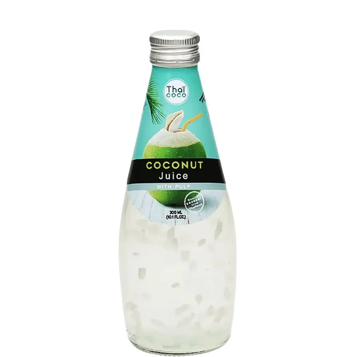 Кокосова вода Thai Coco С ПАРЧЕНЦА ПЛОД - стъклена бутилка 0.300л.