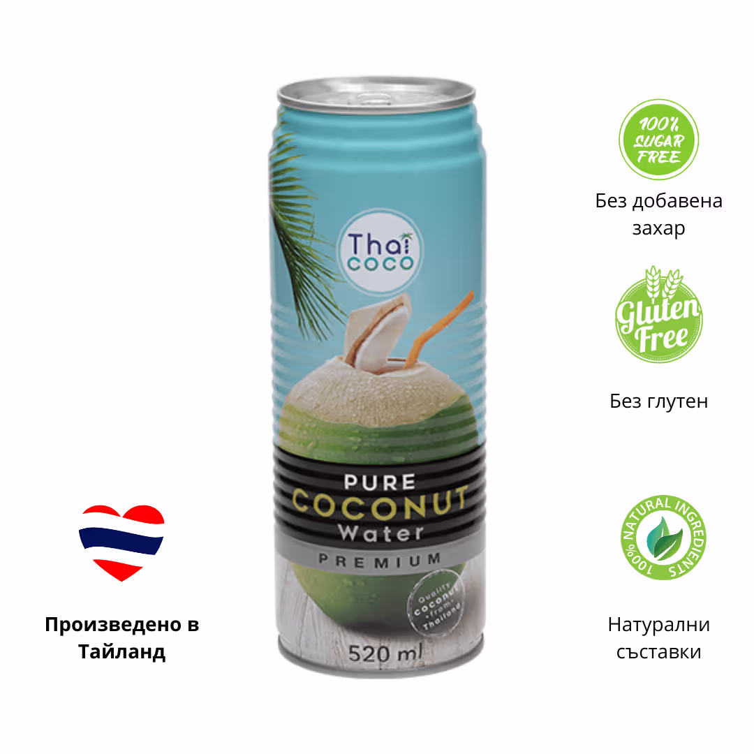 Кокосова вода Thai Coco С ПАРЧЕНЦА ПЛОД - кен 0.52л.