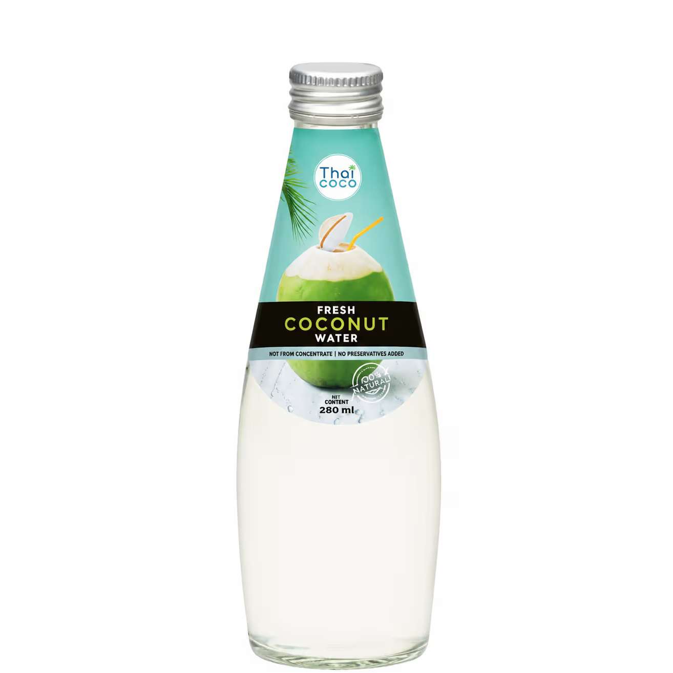 Кокосова вода Thai Coco 100% НАТУРАЛНА - стъклена бутилка 0.28л.