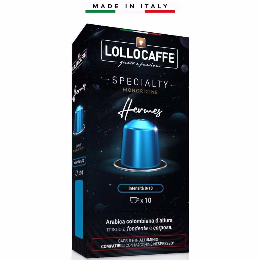Кафе Lollo Specialty Hermes 100% Колумбийска Арабика - алуминиеви капсули Nespresso 10 бр.